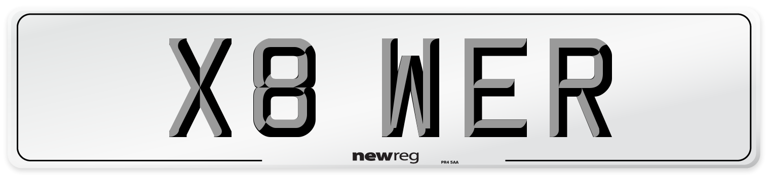 X8 WER Number Plate from New Reg